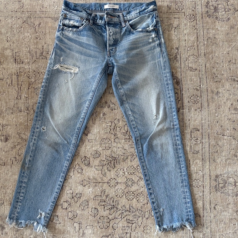 Moussy Light Blue Distressed Denim